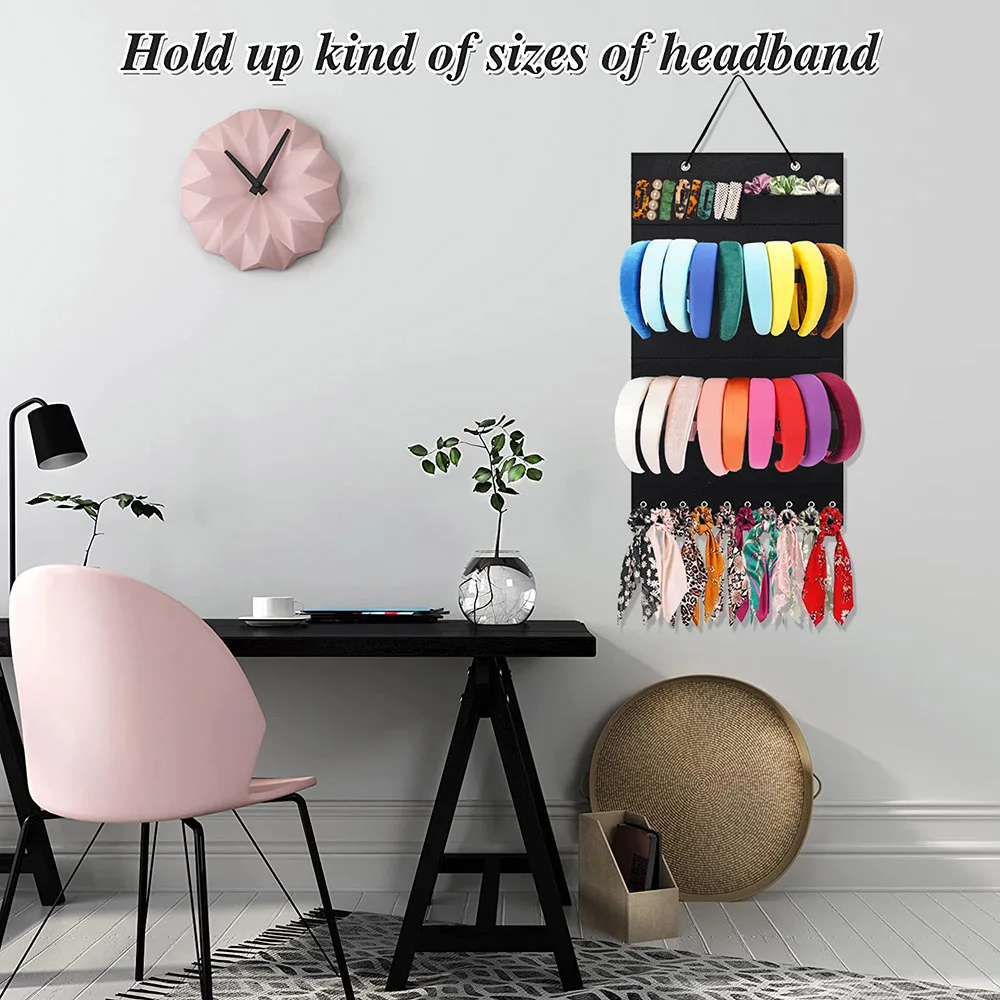 Hanging Wall Headband Holder For Women Girls Felt Hairbands Organizer Hair Bow Storage Hairpins Hair Accessories Display Stand images - 6