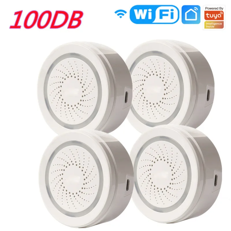 

1-5PCS Tuya Smart Life WiFi USB 100DB Siren Alarm Detector Wireless Sound Light Alert APP Remote Control Via Alexa Google Home