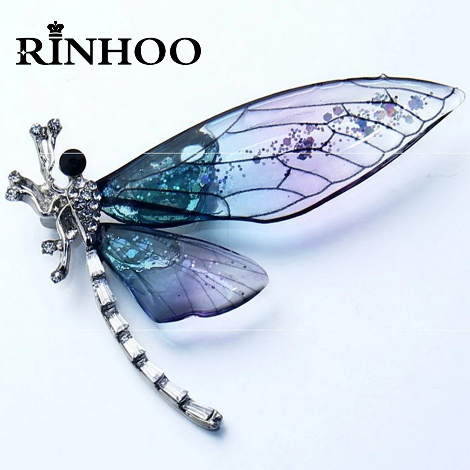 

Rinhoo Elegant Sequin Acrylic Wings Flying Dragonfly Brooches For Women Fashion Rhinestone Insect Animal Pin Badge Party Jewelry