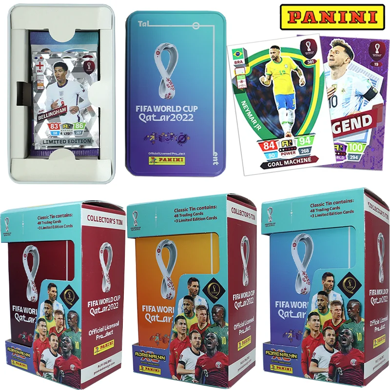 

Panini FIFA World Cup Qatar 2022 Collection Official Star Card Limited Iron Box Neymar Lionel Messi Football Club Fans Toys Gift