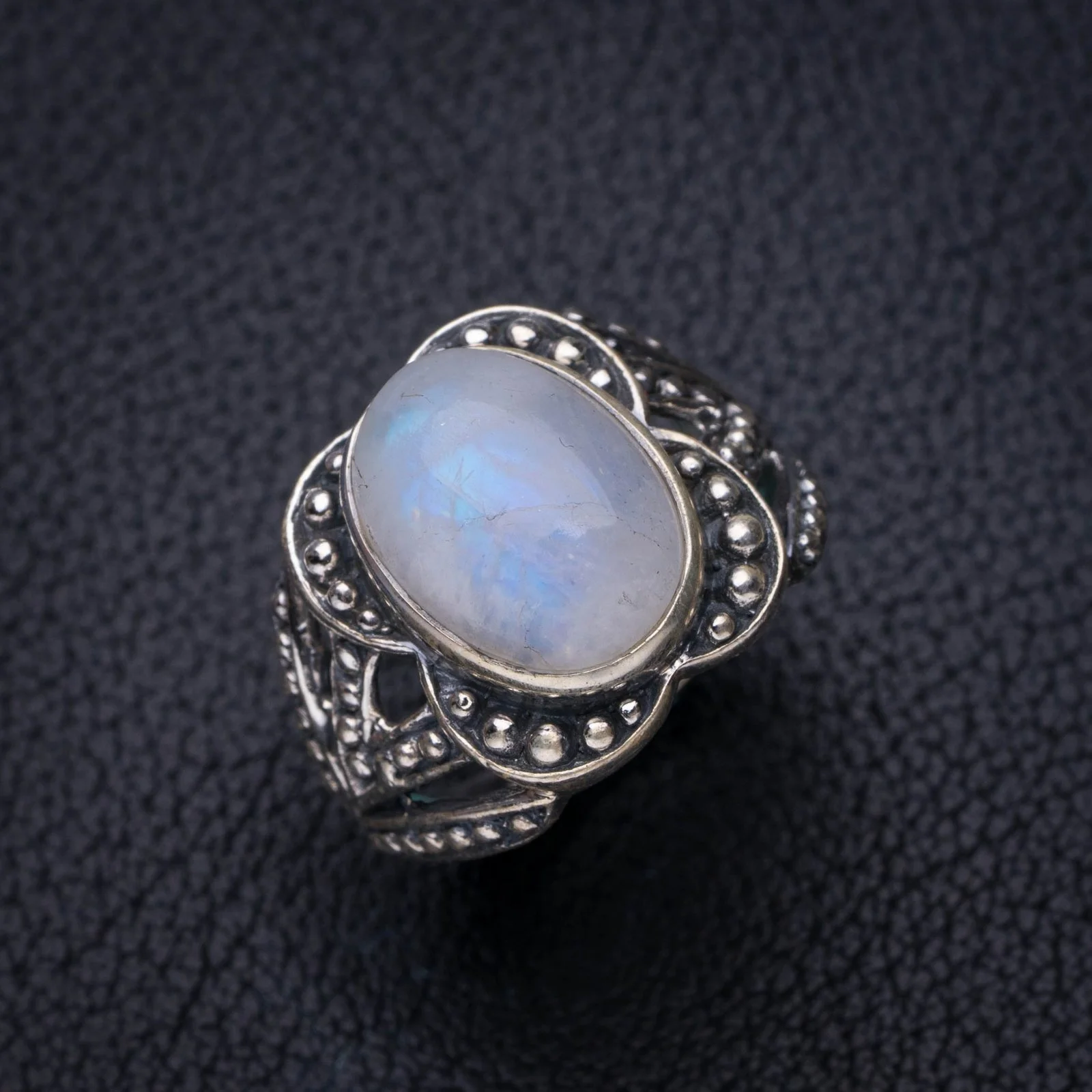 StarGems Natural Moonstone Handmade 925 Sterling Silver Ring 6.5 E8972