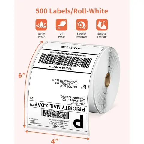 Рулон термонаклейки 100x150 мм, размер A6, рулон наклеек для транспортировочной этикетки, клейкая бумага для принтера Phomemo PM-241BT/D520/246S