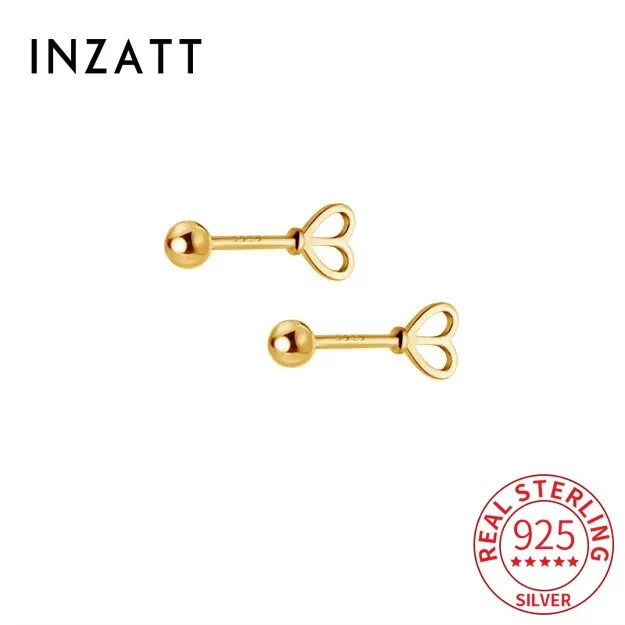 INZATT настоящее серебро 925 пробы с полым сердцем винт для пирсинга