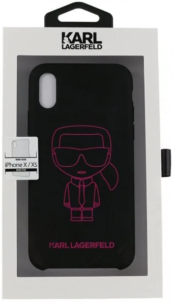 Чехол CG Mobile Karl Lagerfeld Liquid silicone Ikonik outlines Hard для iPhone X/XS цвет Черный/Розовый | Мобильные