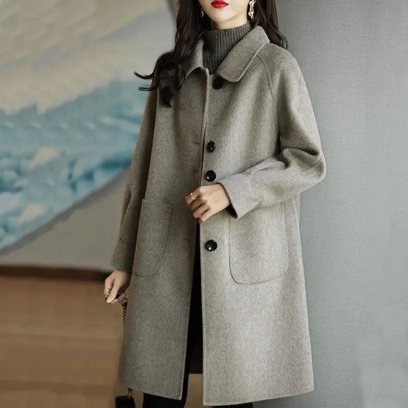 

Woolen Coat Women Thickened Korean Slim Temperament Medium And Long Woolen Coat New Autumn And Winter 2022 Female Overcoat