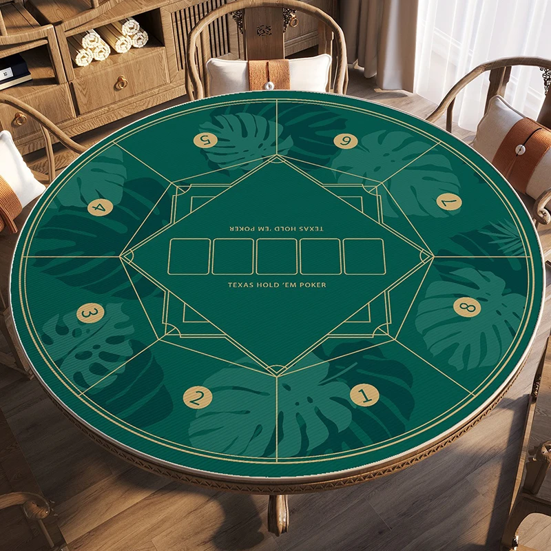 Фото Круглый коврик для покерного стола Texas Hold'em 100/120 см, из хрустального бархата, нескользящий, износостойкий, легко чистится, для покерного стола №3