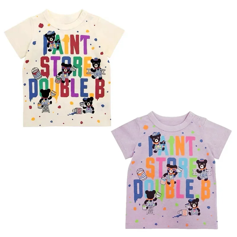 

Футболка детская летняя с коротким рукавом и принтом медведя