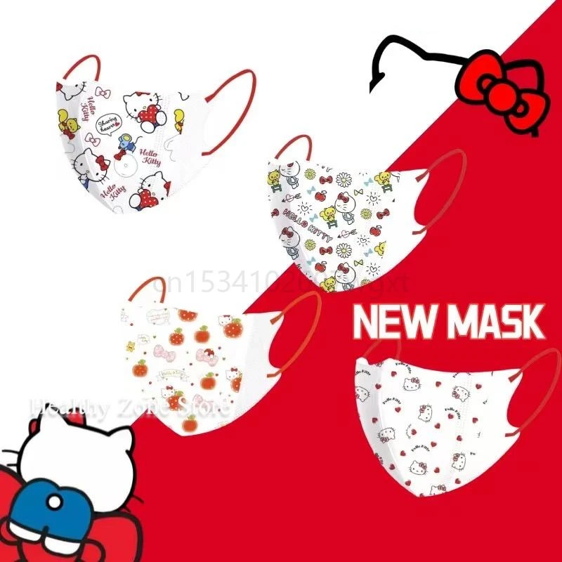 

50 шт., детские 3D маски для лица с мультяшным котом