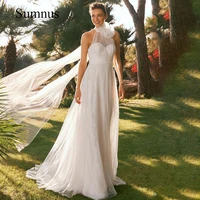 elegant wedding dresses halter tulle pleats flower sleeveless long bride dress back bow train wedding gown vestidos de novia