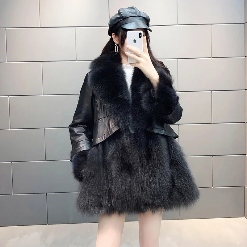 Fashion Thickened Motorcycle Jacket Autumn And Winter 2022 New Splice Slim Versatile Medium Length Faux Fur Coat Women's Trend