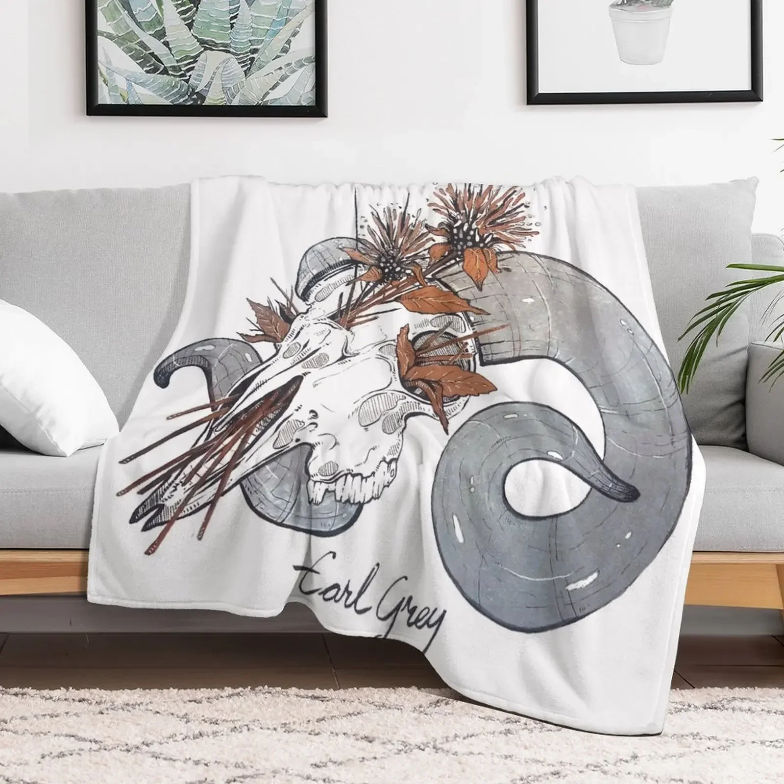Одеяло в клетку MorbidiTea - Earl Grey с ОЗУ покрывало виде черепа покрывала для кровати