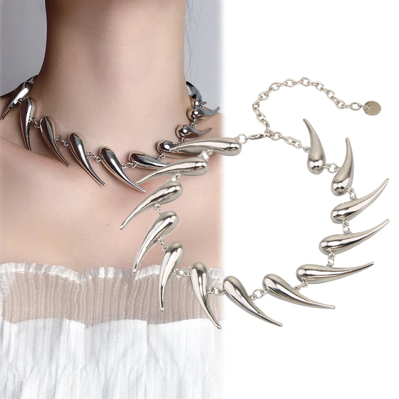 

Personality Irregular Cyberpunk Unisex Choker Luxury Punk Chili Rivet Pendant Necklace Jewelry Accessories Gifts