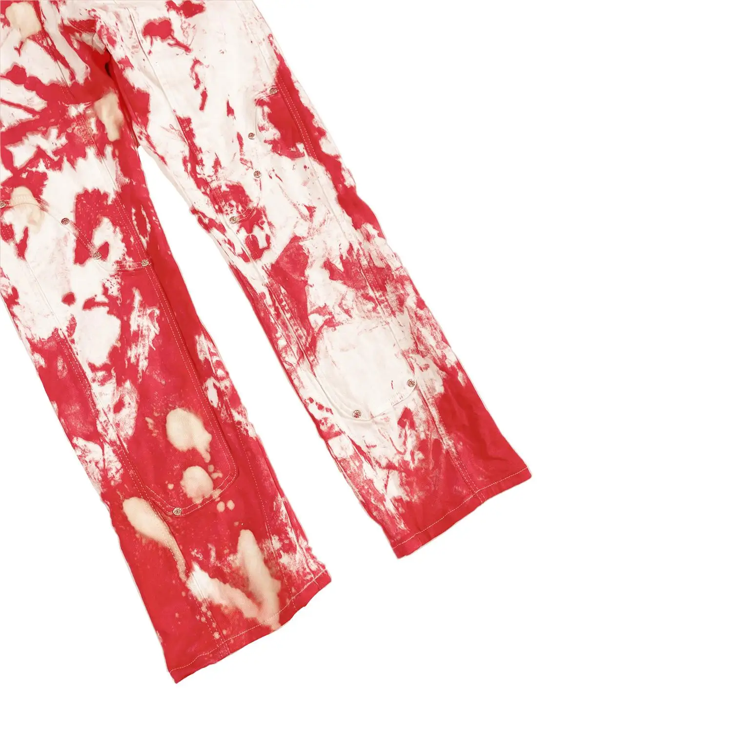 Original street fashion hip-hop rock personality tie-dye hair ink rivets stitching straight jeans for men and women