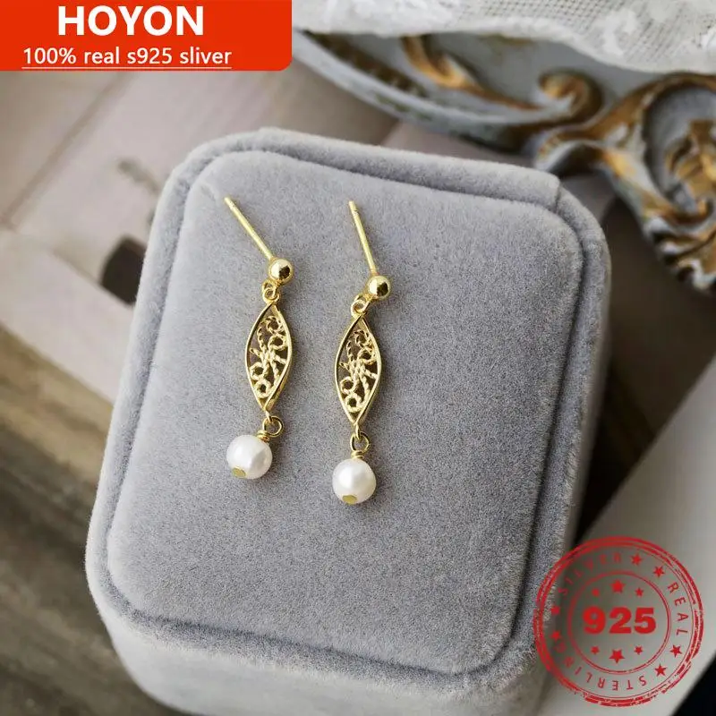 

Женские серьги-подвески из серебра 100% пробы, с жемчугом