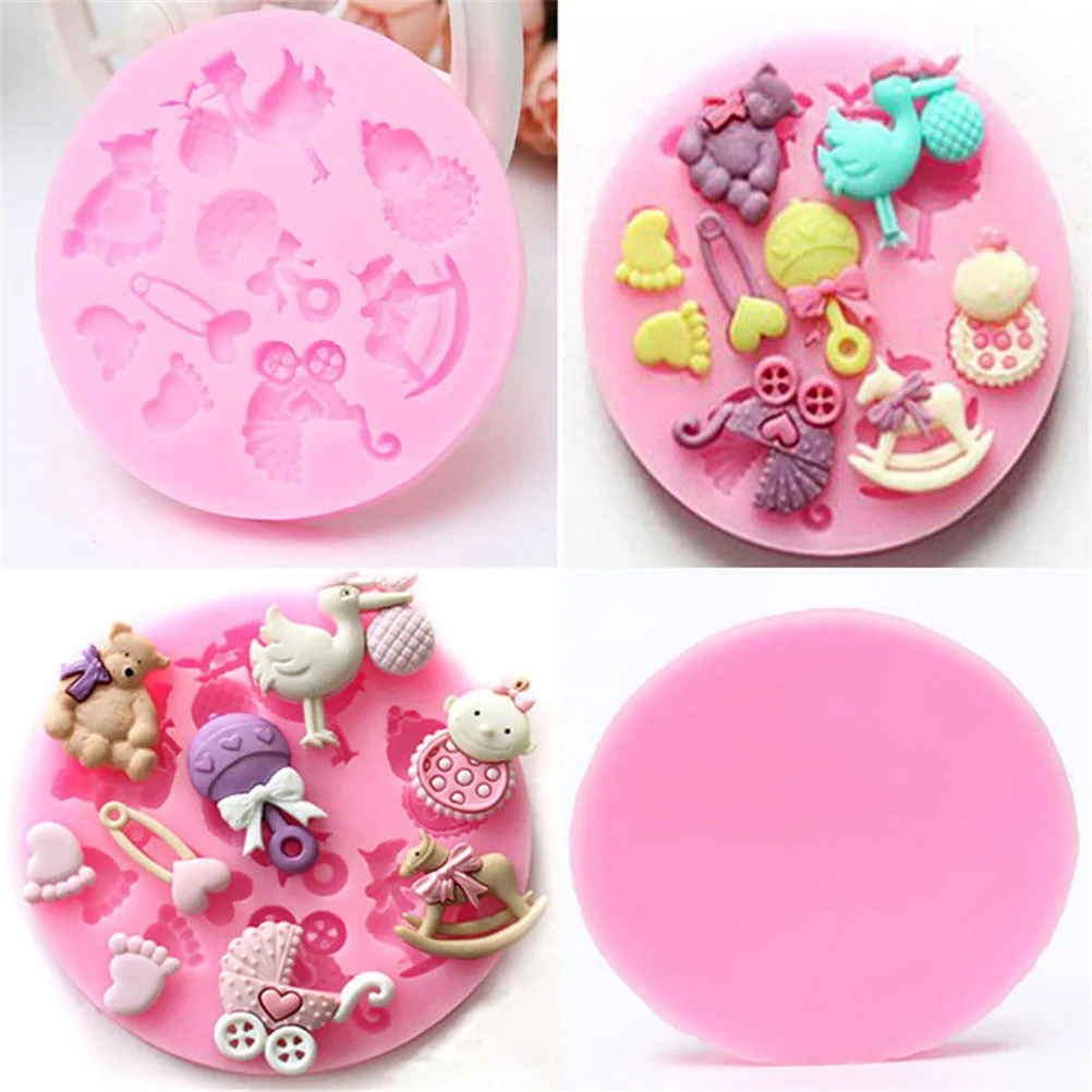 

Baby Shower Silicone Fondant Cake Mould Mold Chocolate Baking Sugarcraft Decor