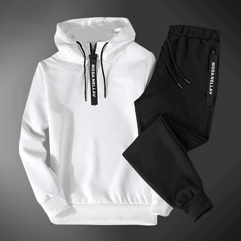 

Brand Tracksuit Men Casual Sets Autumn Zipper Hooded Sweatshirt 2 Piece Outfit Sportswear Male Solid Color Fashion Sport Suit5XL