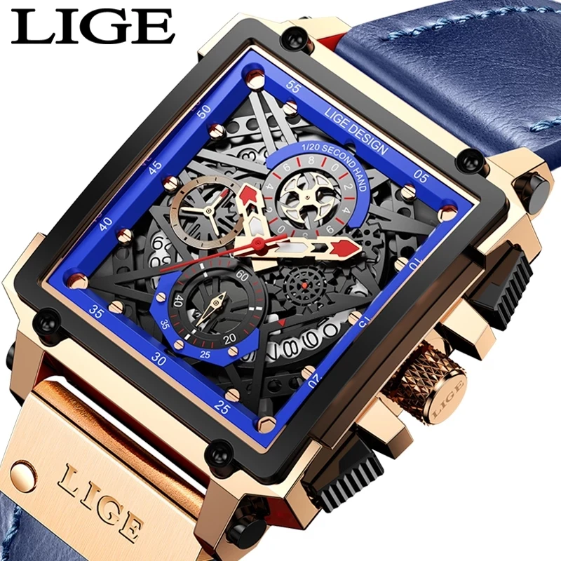 

Montre Homme LIGE Men Watches Top Brand Luxury Chronograph Big Dial Watch Man Date Waterproof Quartz Wrist Watch Sport Clock+Box