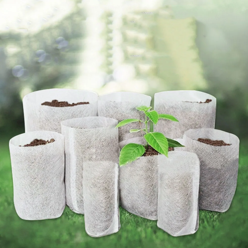 

100Pcs Biodegradable Nursery Bag Plant Grow Bags Non-woven Fabric Garden Seeds Planting Flower Pots Home Garden Supplies