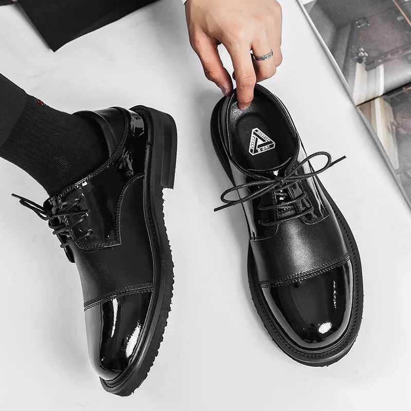 

Ботинки-Броги мужские классические из лакированной кожи, размеры 38-44