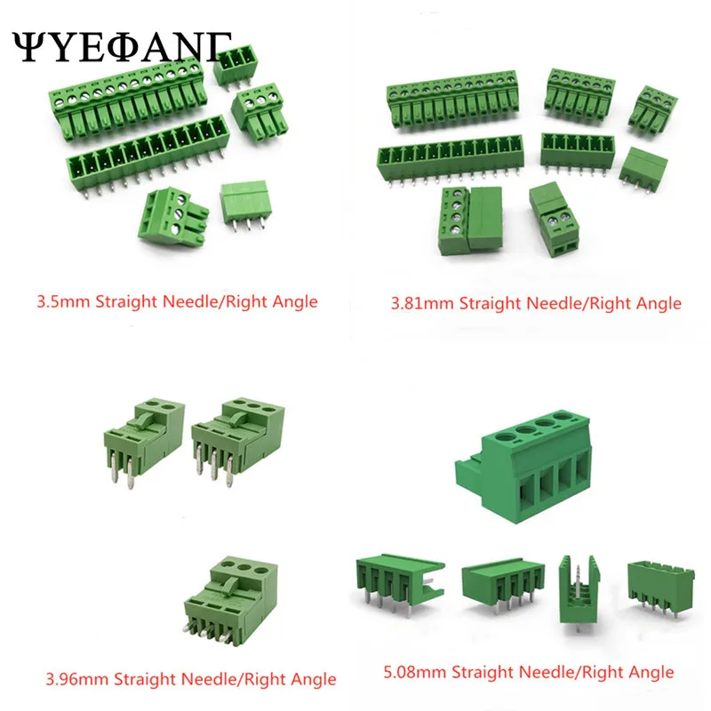 

5sets 15EDG 3.81mm 3.5mm 5.08mm 3.96mm KF2EDG Straight Needle/Right Angle PCB Screw Terminal Blocks Connector 2Pin-10Pin Socket