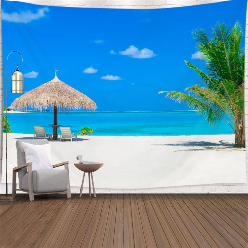 

Cave Path Ocean Tapestry Landscape Wall Hanging Room Decoration Living Room Bedroom Background Thin Wall Cloth Carpet Ceiling