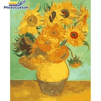 photocustom drawing by numbers sunflower hand painted paintings art gift diy pictures by number flowers kits drawing on canvas h