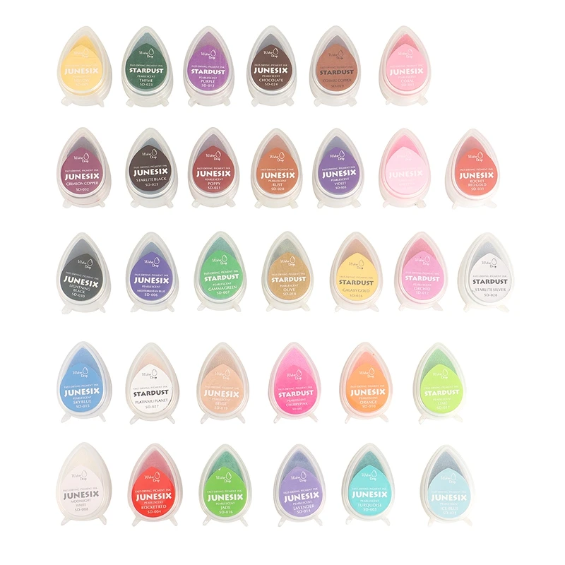 32 Colors Multi-Colored Water Drop Inkpad Set Glitter Effect For Scrapbooking Rubber Stamps Ink Pad Template Coloring