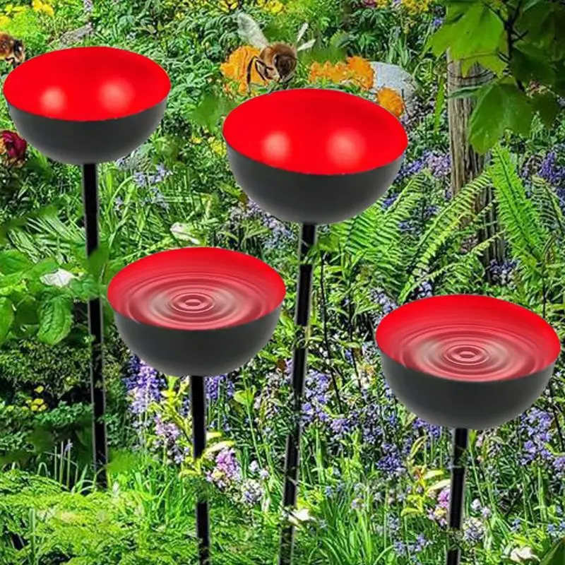Nowy poidło dla pszczół do ogrodu Podajnik wody z metalowymi palikami Karmniki karmienia na zewnątrz i podlewania Rzeźba ogrodowa