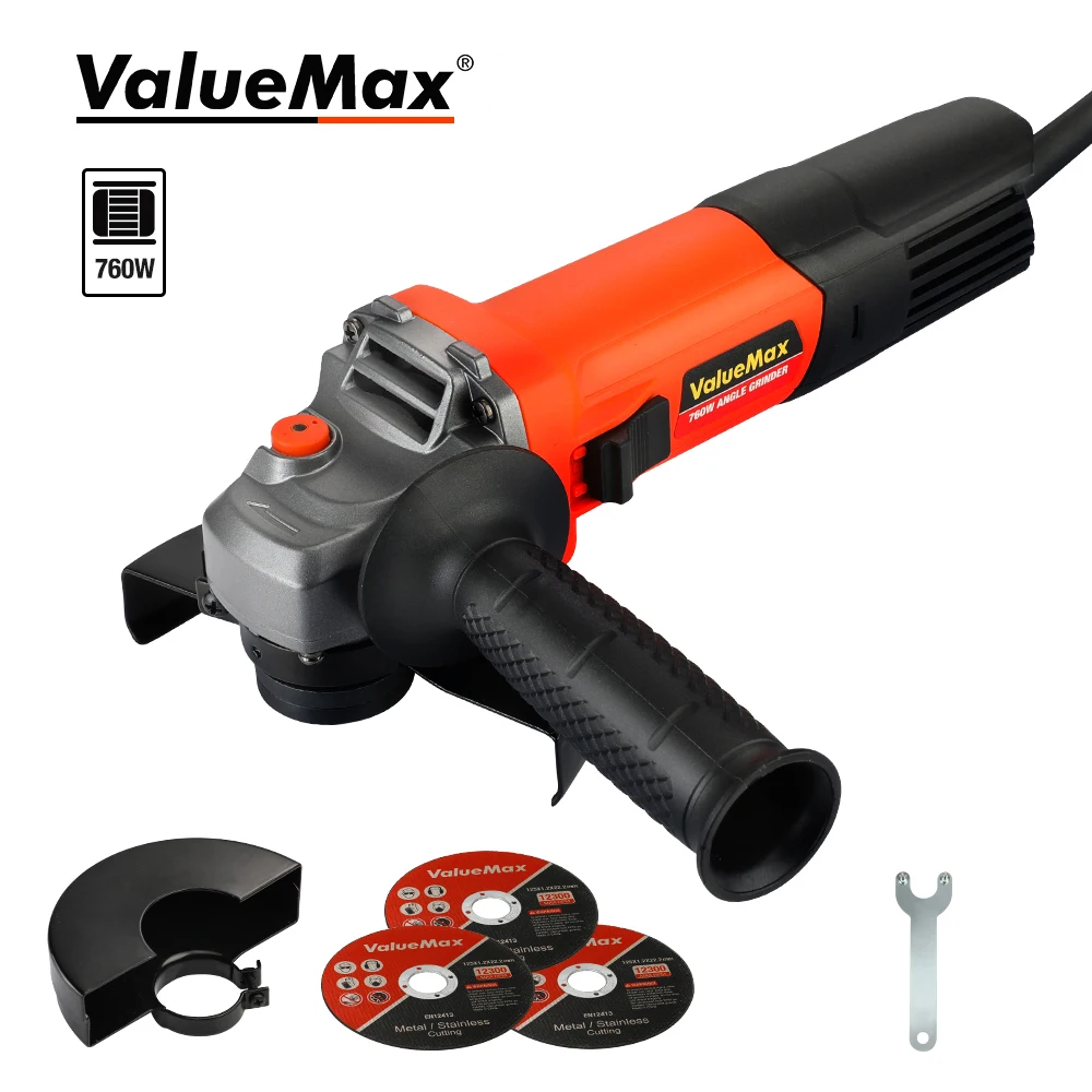 

ValueMax 750W 125MM Cord Electric Angle Grinder 12000rpm M14 Compact Grinders Car Repair Tools for Cutting Machine Brake Pads