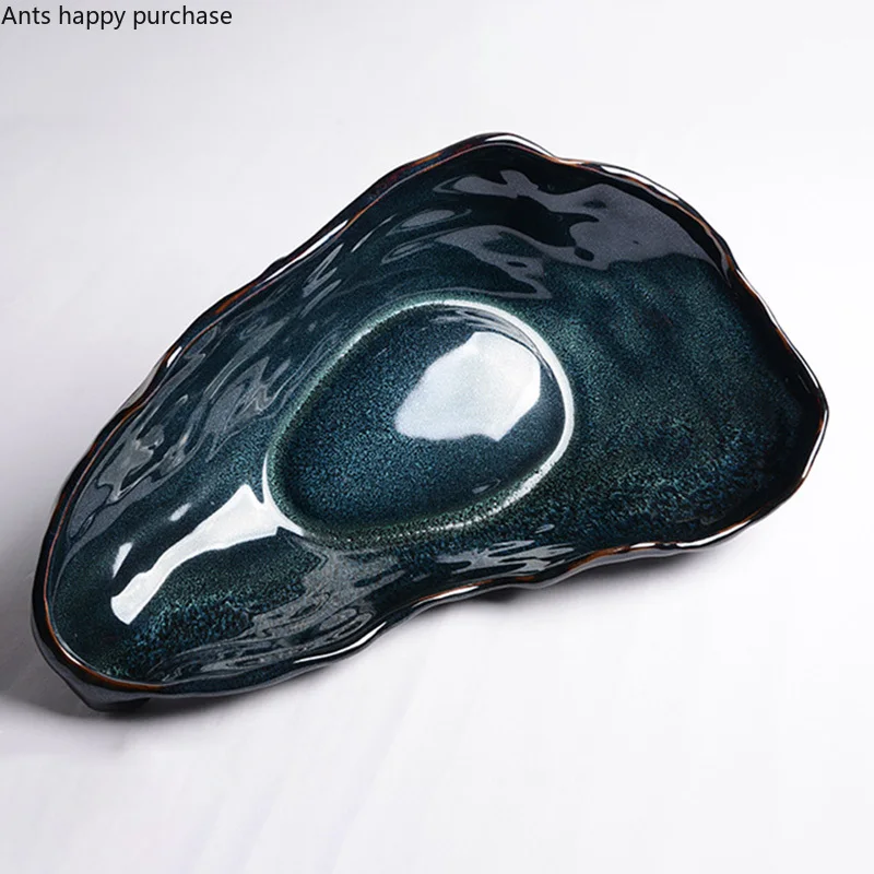 Ceramics Blue Taste Dish Oyster Shape Seasoning Decoration Tableware Irregular Small Bowl Snacks Plate Fruit Salad |