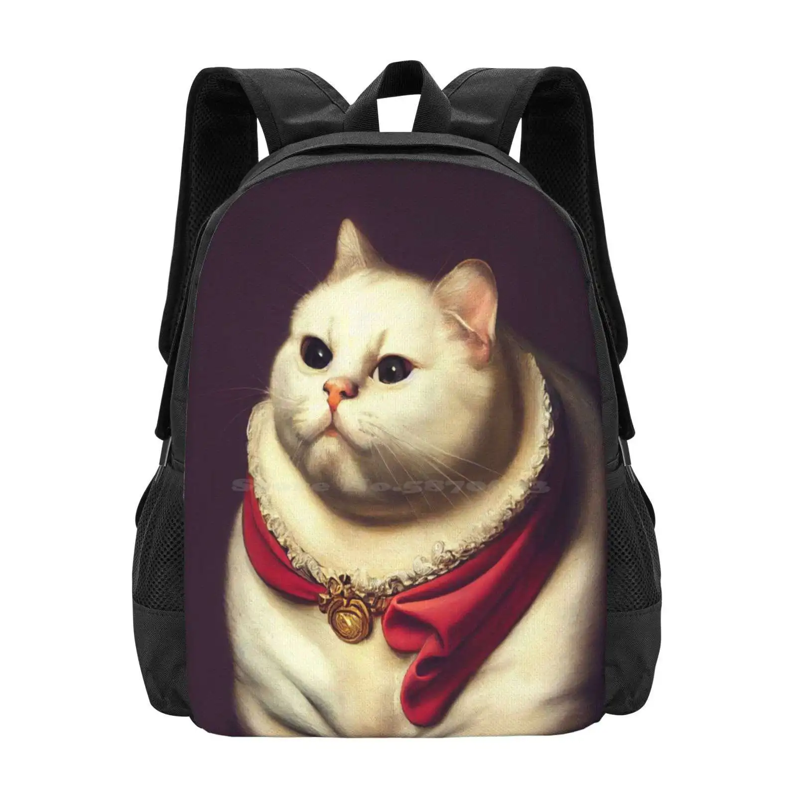 

Fat Cat Fashion Pattern Design Travel Laptop School Backpack Bag Fat Cat Gatto Chubby Funny Renaissance Antique Vintage Animal