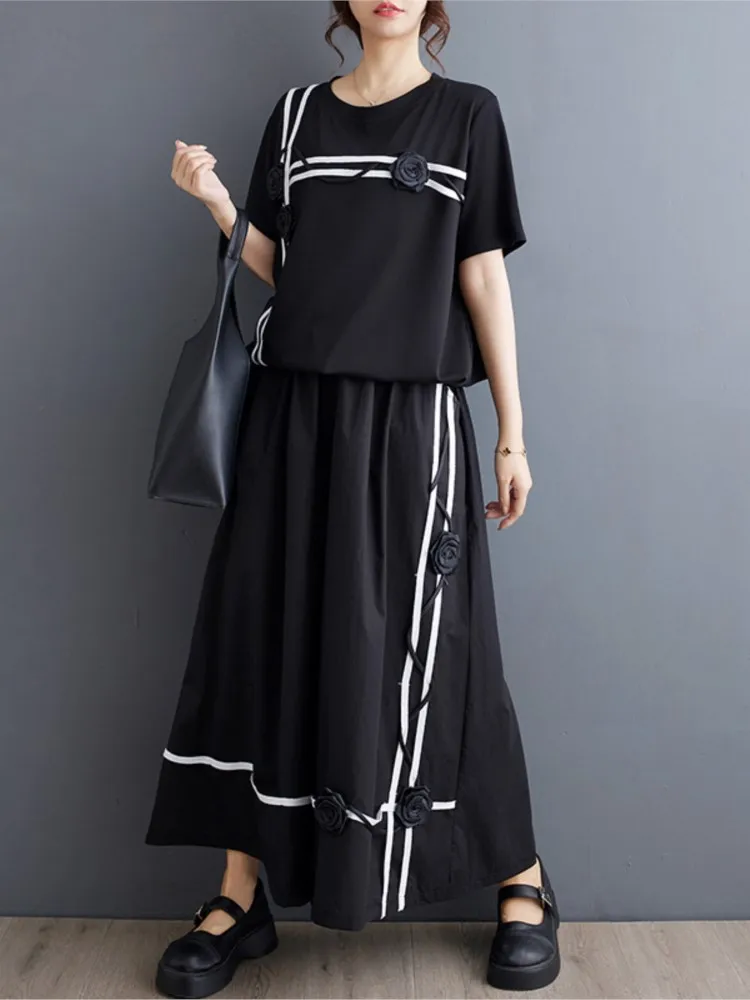 Женский комплект из 2 предметов блузка с коротким рукавом и цветочным принтом