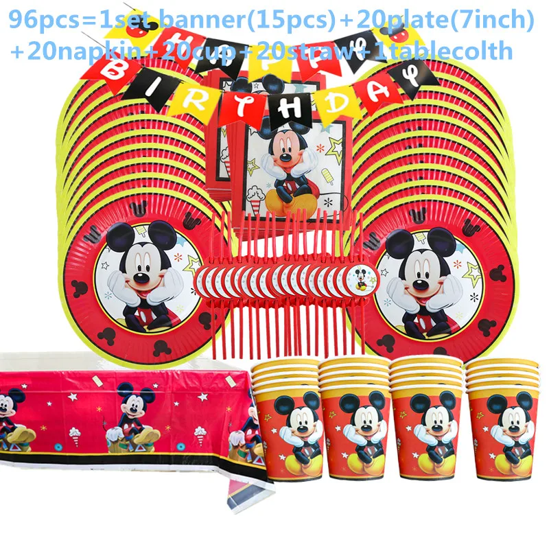 

Mickey Mouse Boys Birthday Party Set Birthday Red Mickey Mouse Theme Party Tableware Kids Birthday Party Supplies decoracion