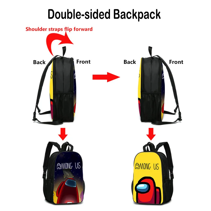 Двухсторонний рюкзак для мальчиков и девочек модные холщовые Наплечные рюкзаки