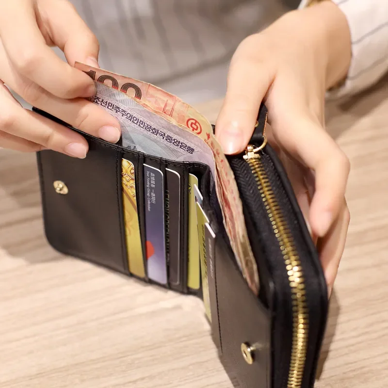 Short Wallets PU Leather Female Plaid Purses Nubuck Card Holder Wallet Fashion Woman Small Zipper Wallet With Coin Purse