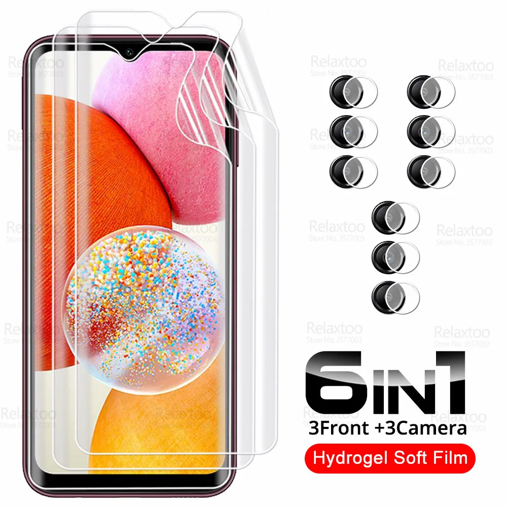 

6 в 1 Гидрогелевая пленка для камеры Samsung Galaxy A14 4G, Защитная пленка для экрана Samung A14 A 14 14A A145F 2023, мягкие защитные пленки