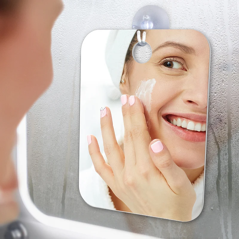 

Acrylic Anti Fog Shower Mirror Bathroom Mirror Holes Can Be Hanging Household Washroom Travel For Man Shaving Mirror