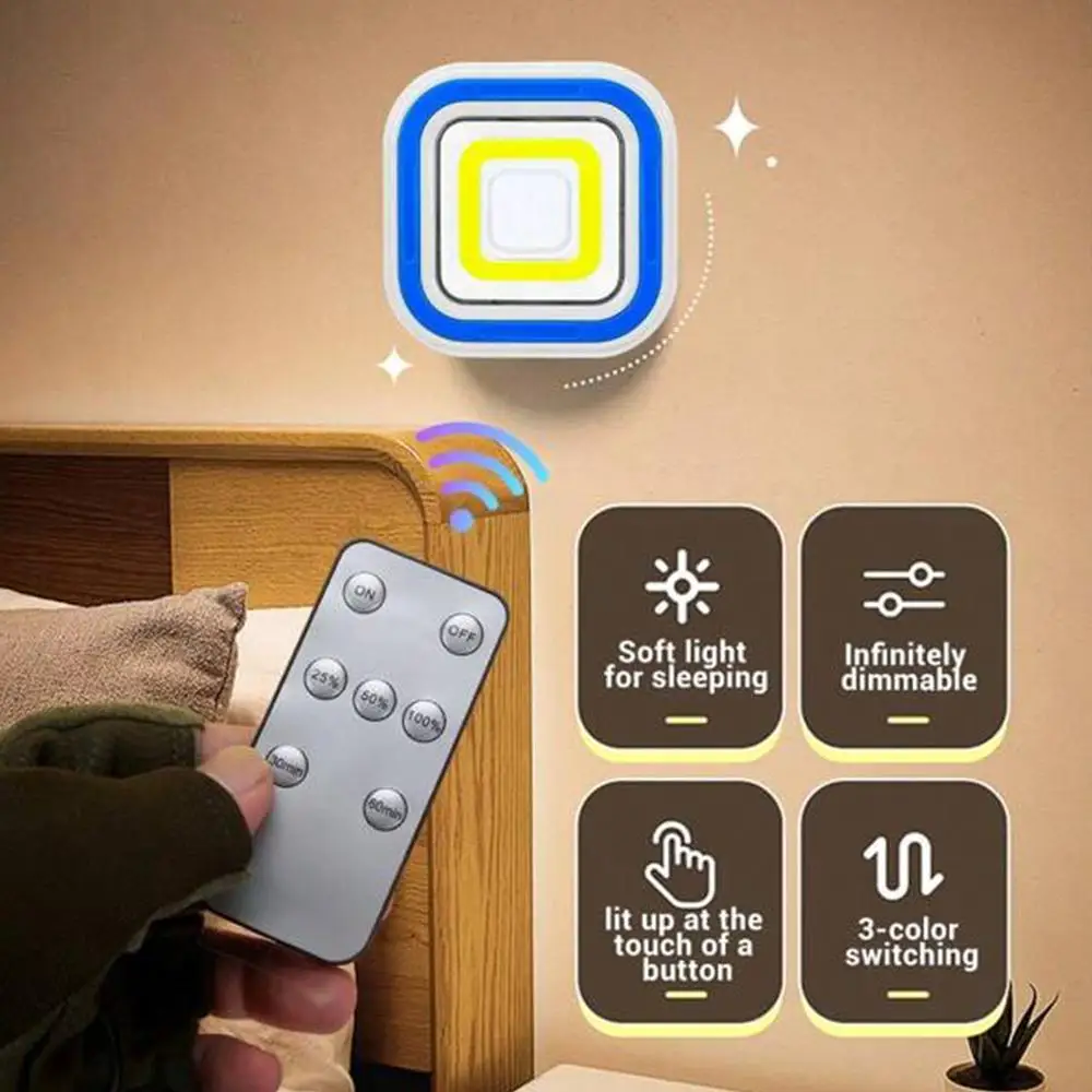

LED Night Lights With Remote Control Wireless Adjustable Lights Lamp Wardrobe Home Bedroom Wall Lamps Light Emergency E0P0