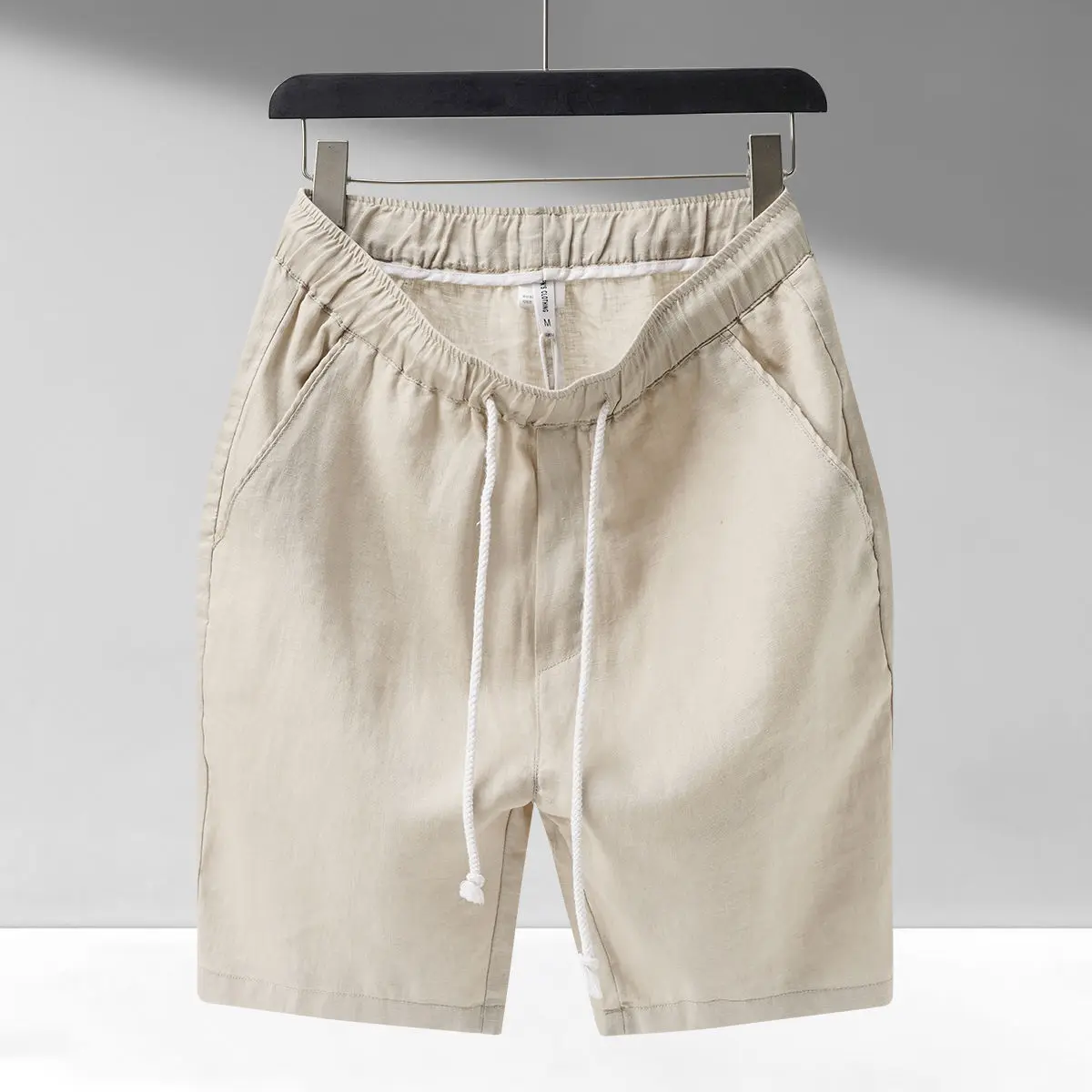 Шорты льняные однотонные дышащие повседневные свободные универсальные с