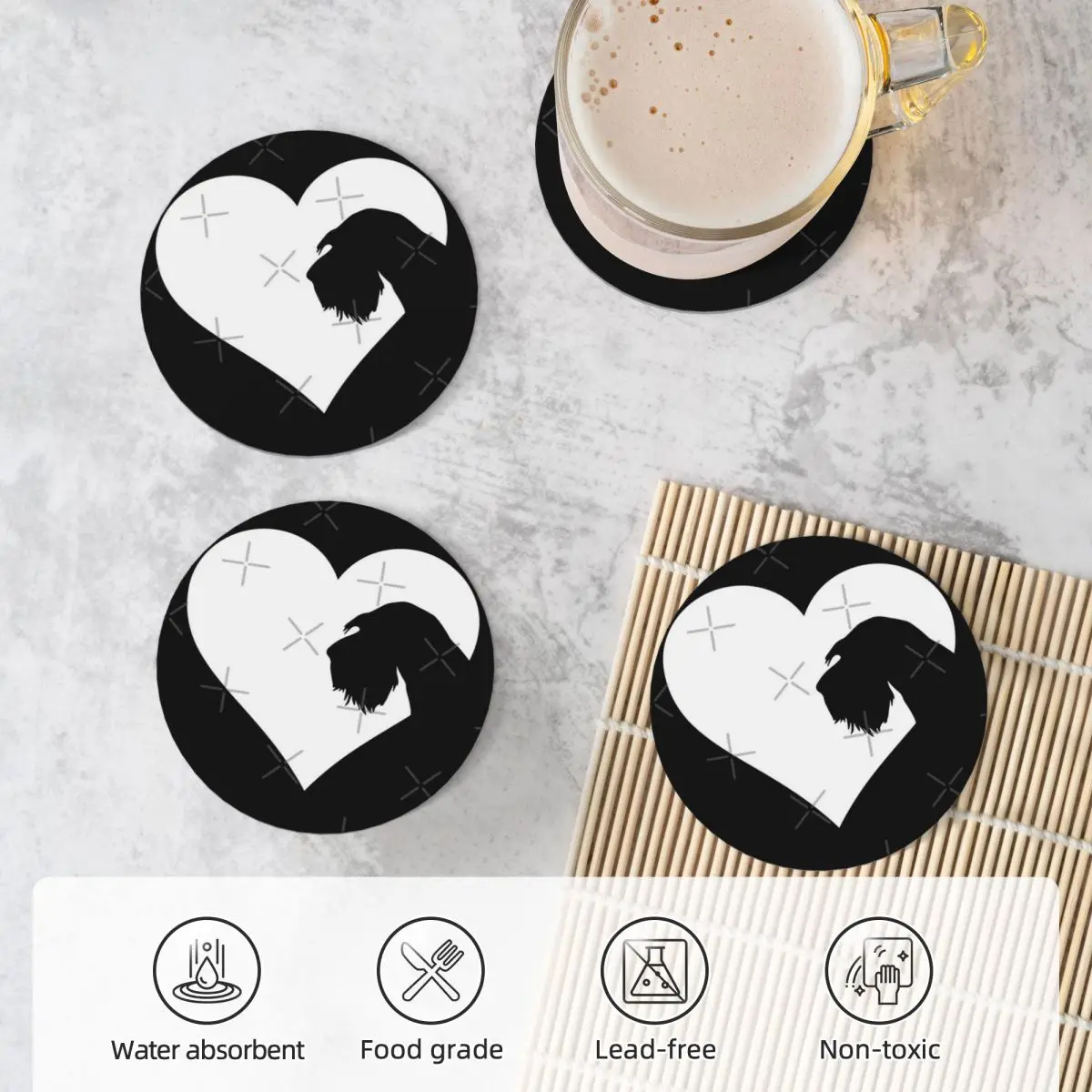 Керамические подставки Сердце гигантского шнауцера (4 шт.)