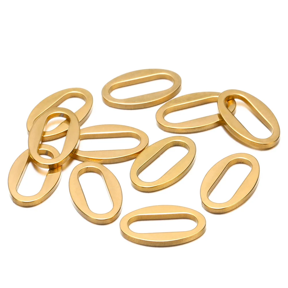 20pcs Stainless Steel PVD Gold Color Oval Charms Earring Findings Necklace Components DIY Jewelry Making Accessories Supplies