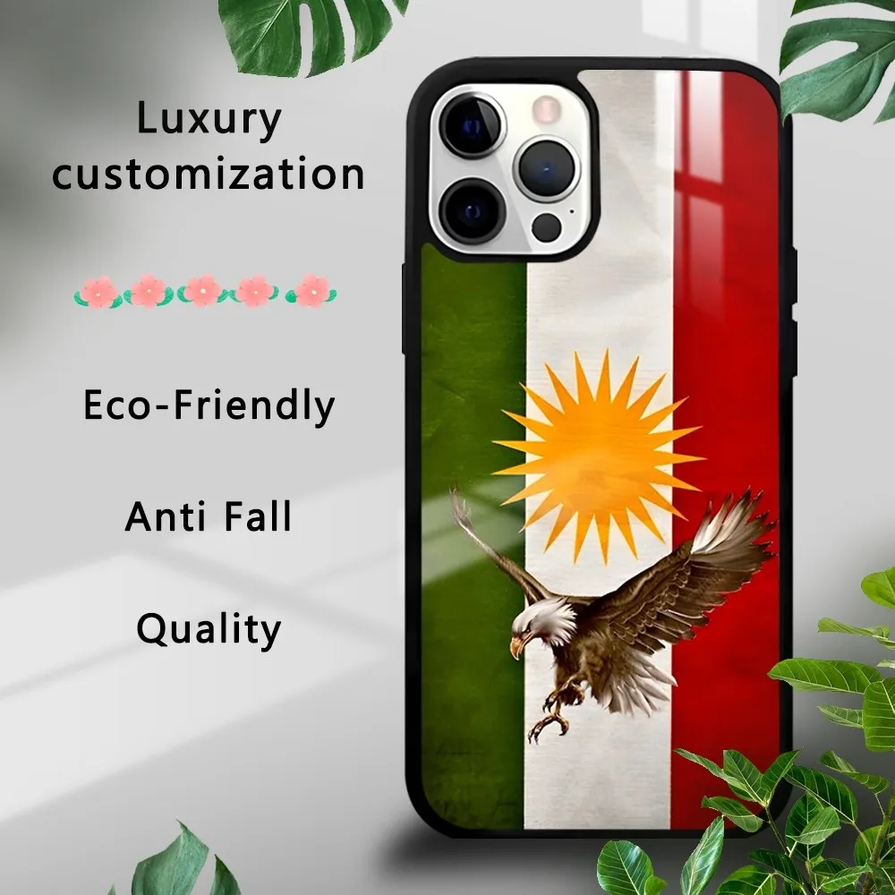 Жесткий чехол K-Kurdistan с флагом для телефона iPhone 16 15 14 13 12 11 Pro Xs Max Mini Plus