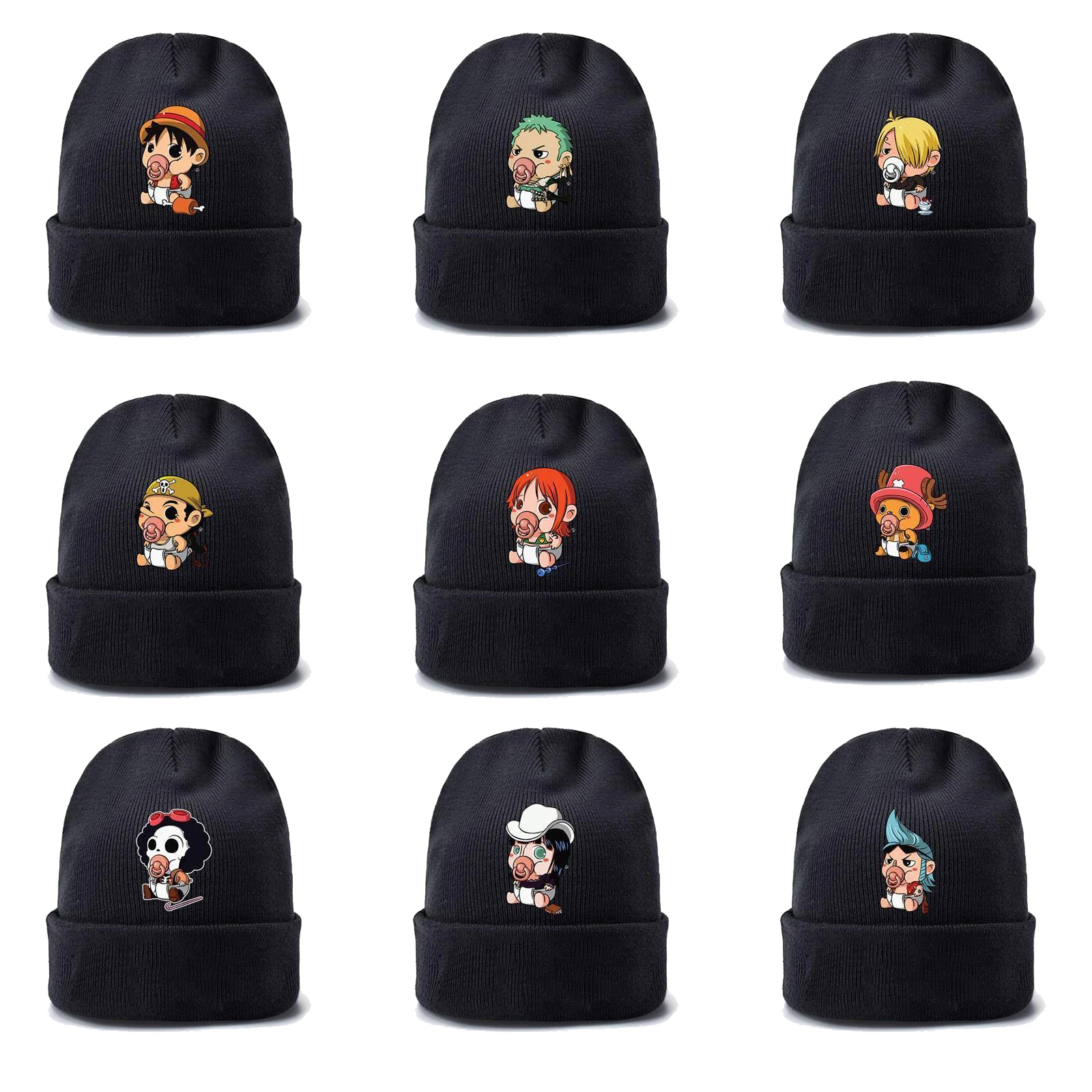 

Anime One Piece Luffy Zoro Sanji Nami Chopper Unisex Autumn Winter Warm Hat Cosplay Printing Caps For Men Knitted Bonnet Unisex