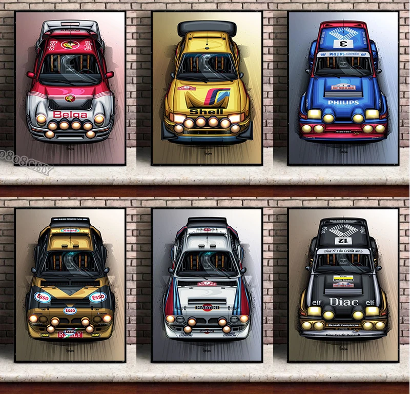 

Classic Group B Rally Car Pictures Group B Rally Legends Canvas Print Painting Rally Racing Posters Living Room Wall Art Decor