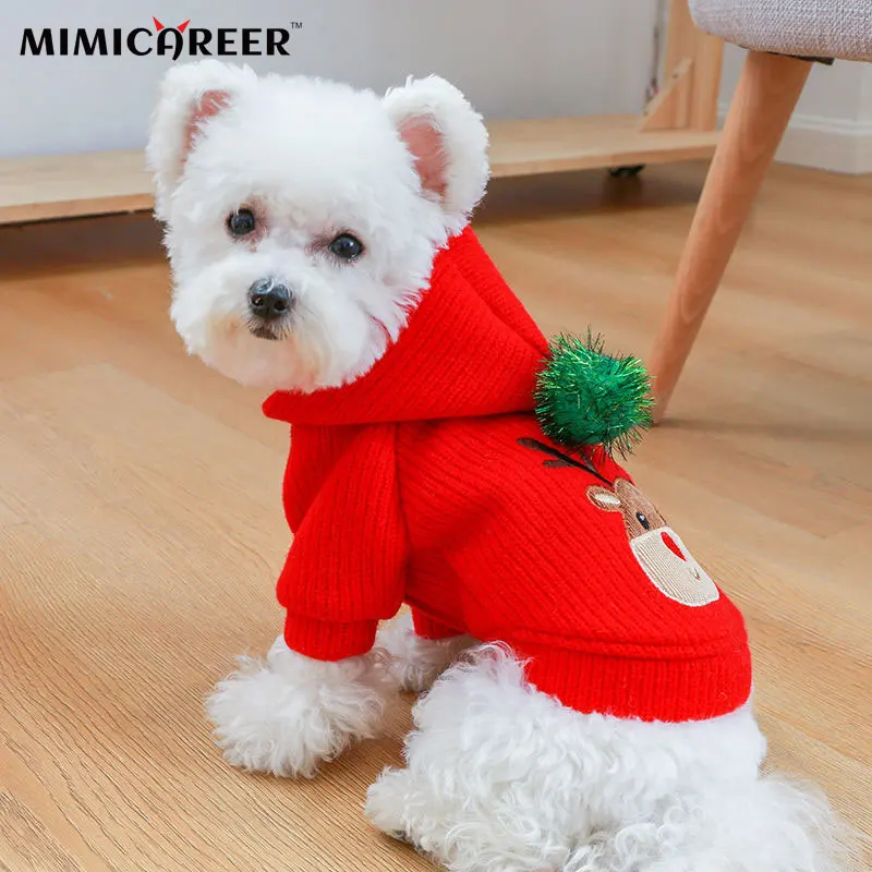 

Pet Christmas Elk Couple Dress Up Fashion Cute Puppy Autumn Winter One Piece Sweater Dress Cat Dog Cotton Clothes supplies