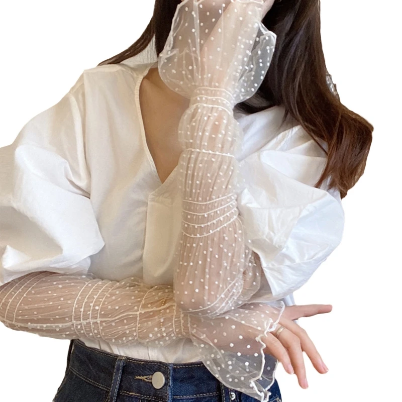

Fingerless Gloves UV Protection Girl Summer Sunscreen Lace Gloves for Running