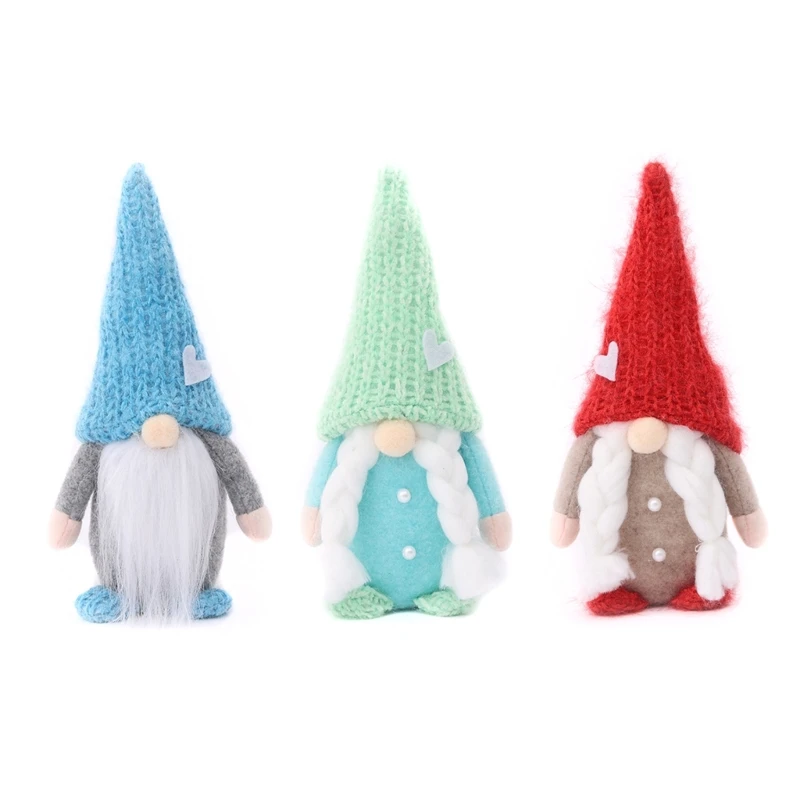 

E56C Knitted Hat Heart Gnome Tabletop Bathroom Room Decoration Children Girl Boys