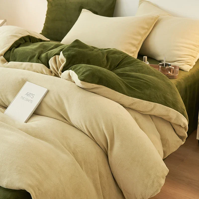 

Winter Flannel Duvet Cover 1pcs Solid Color Soft Warm Coral Fleece Comforter Cover Keep Warm Bed Quilt Covers Queen 150/180/200