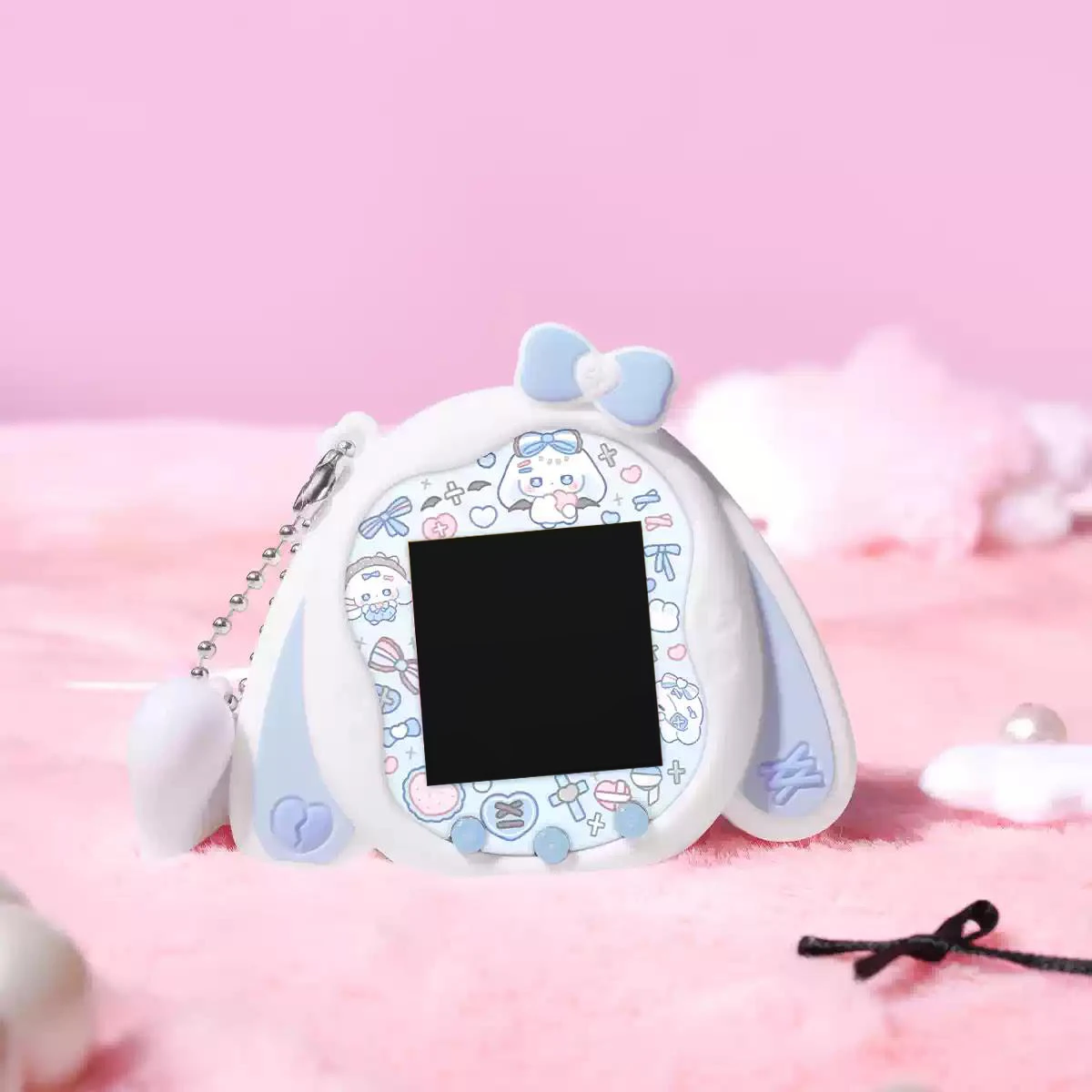 Фото Милый силиконовый чехол-накладка с ушками кролика и цепочкой для Tamagotchi Uni, защитный чехол-аксессуар №4