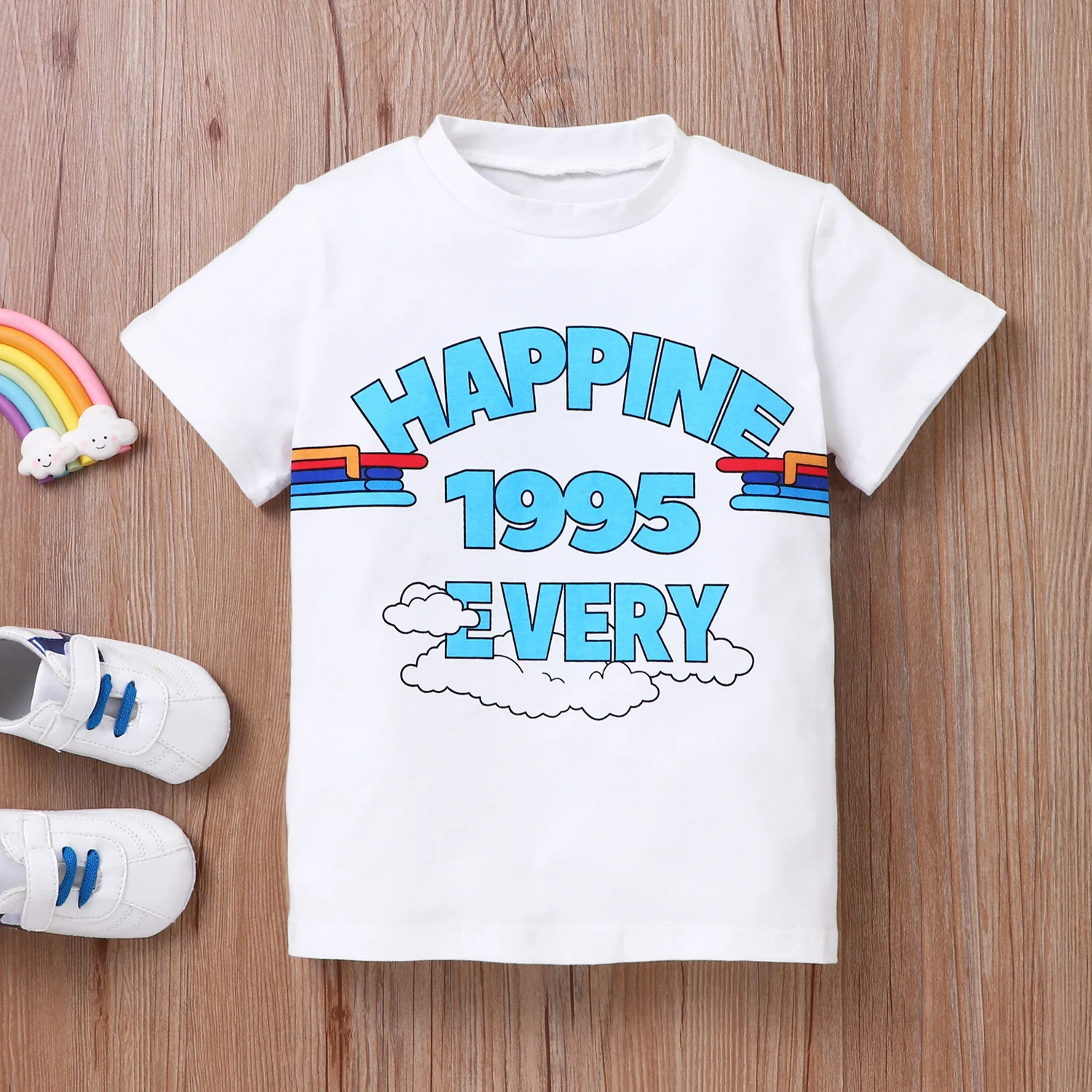 

New hot-selling T-shirts, middle-aged children's summer short-sleeved English alphabet tops, sports and leisure short sleeve